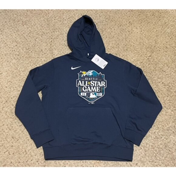 Seattle 2023 MLB All Star Game Nike Navy Fleece Pullover Hoodie Size Medium New - Picture 1 of 4